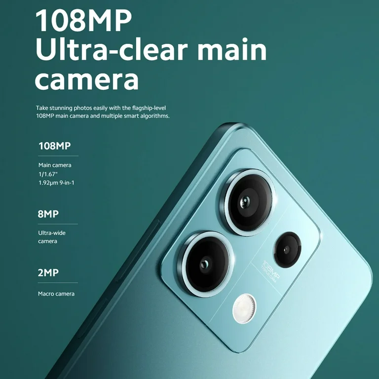 Redmi 13 5G का बैक डिजाइन और 108MP कैमरा मॉड्यूल