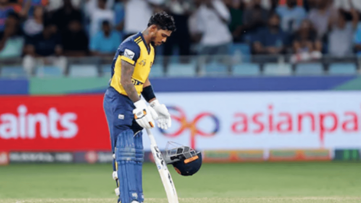 Pathum Nissanka celebrating his century during Sri Lanka vs Australia T20 match as game-changing moment